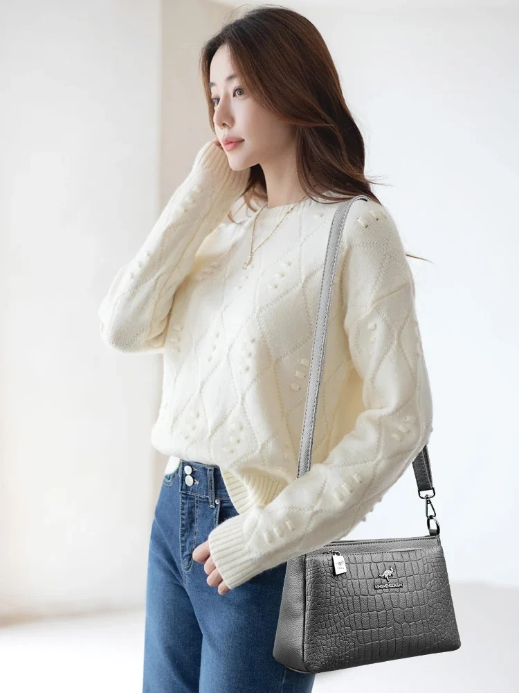 Crocodile pattern Leather Shoulder Designer Large capacity Tote Sac Handbag