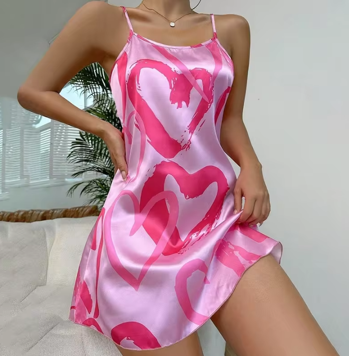 Cross Strappy Backless Design Satin Slip Comfortable Nightdress