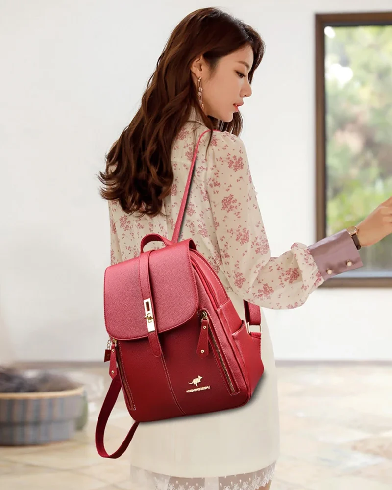 Designer Bookbag Fashion Backpack High Quality PU Leather Large Capacity Travel Bags-1 Designer Bookbag Fashion Backpack High Quality PU Leather Large Capacity Travel Bags