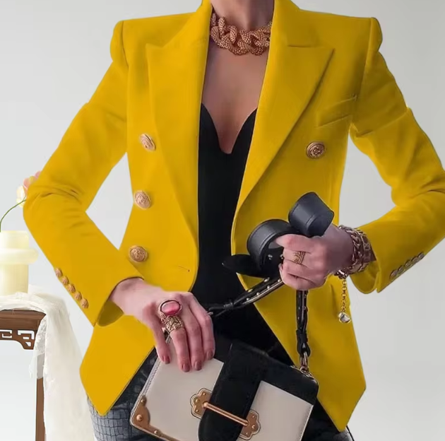 Elegant Chic Long Sleeve Double Breasted Blazer Suits