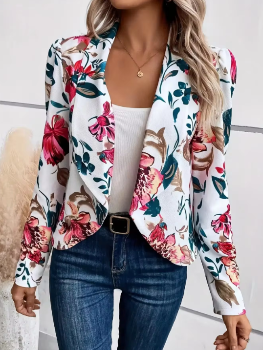Elegant Long Sleeved Floral Printed Comfortable Blazers