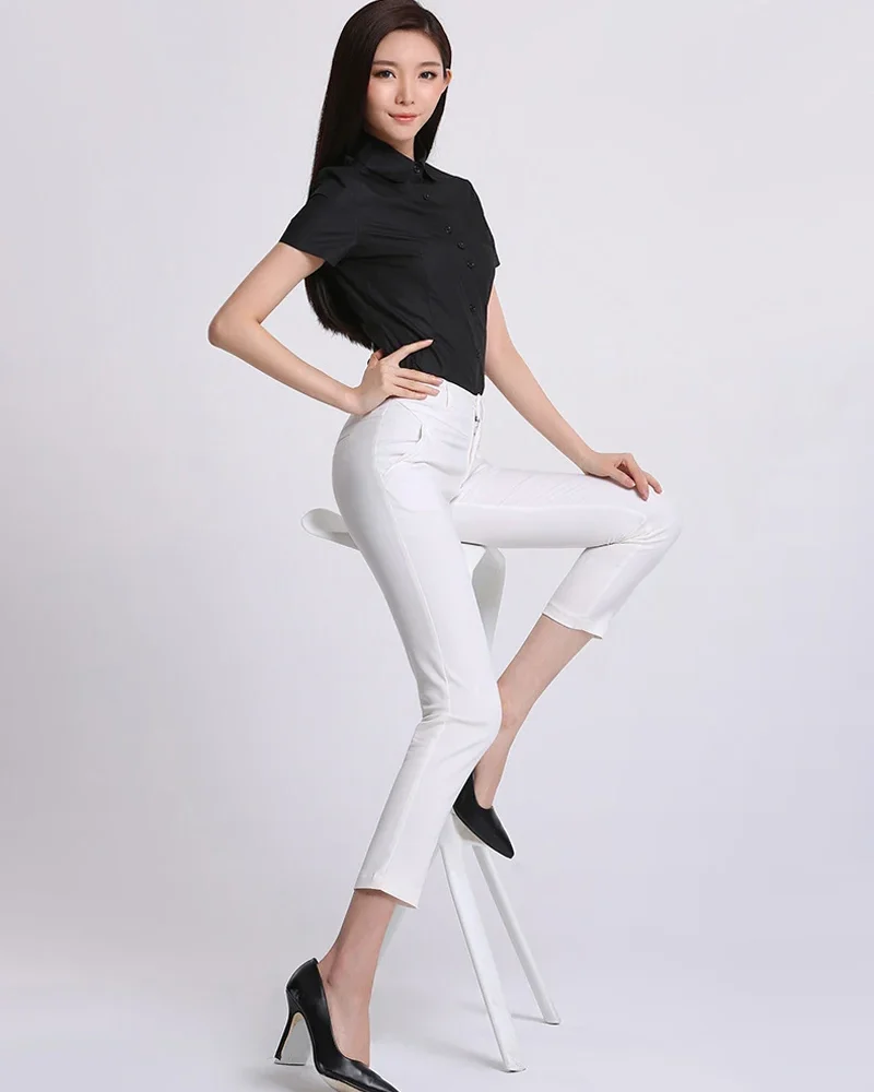 Formal Skinny Ankle Length Stretch High Waist Pencil Pants