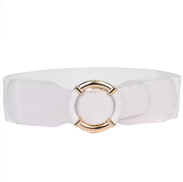 Circle Buckle Fashion Wide Waist Elastic Stretch Belts