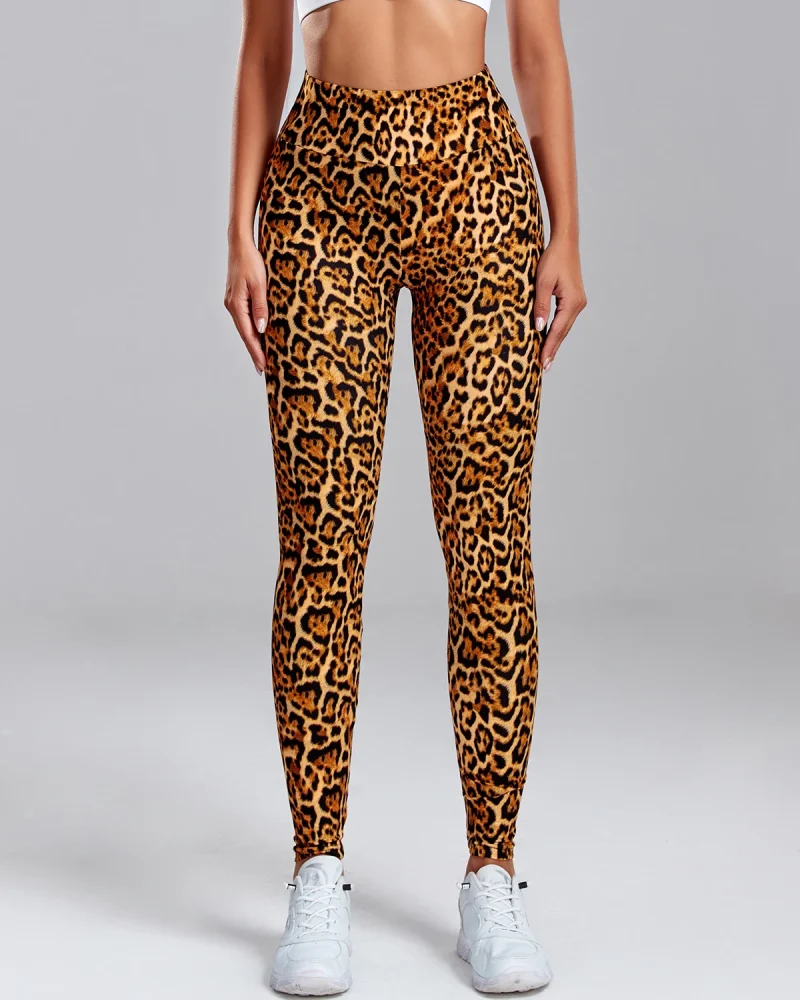 Leopard Print High Waist Fitness Push Up Gym Sport Tights Leggings