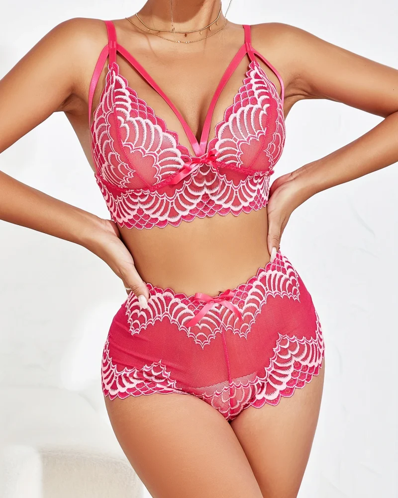 Lingerie See Through 2-Piece Set Transparent Hollow Out Underwear