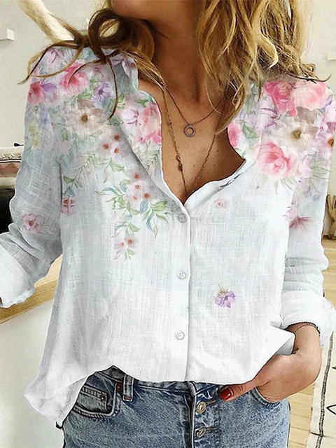 Loose Blouse Fashion Casual Elegant Long Sleeve Holiday Shirt