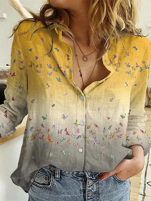 Loose Blouse Fashion Casual Elegant Long Sleeve Holiday Temperament Shirt