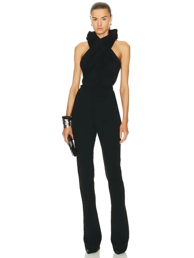 Luxury Backless Ruched High Street Bodycon Rompers Jumpsuit