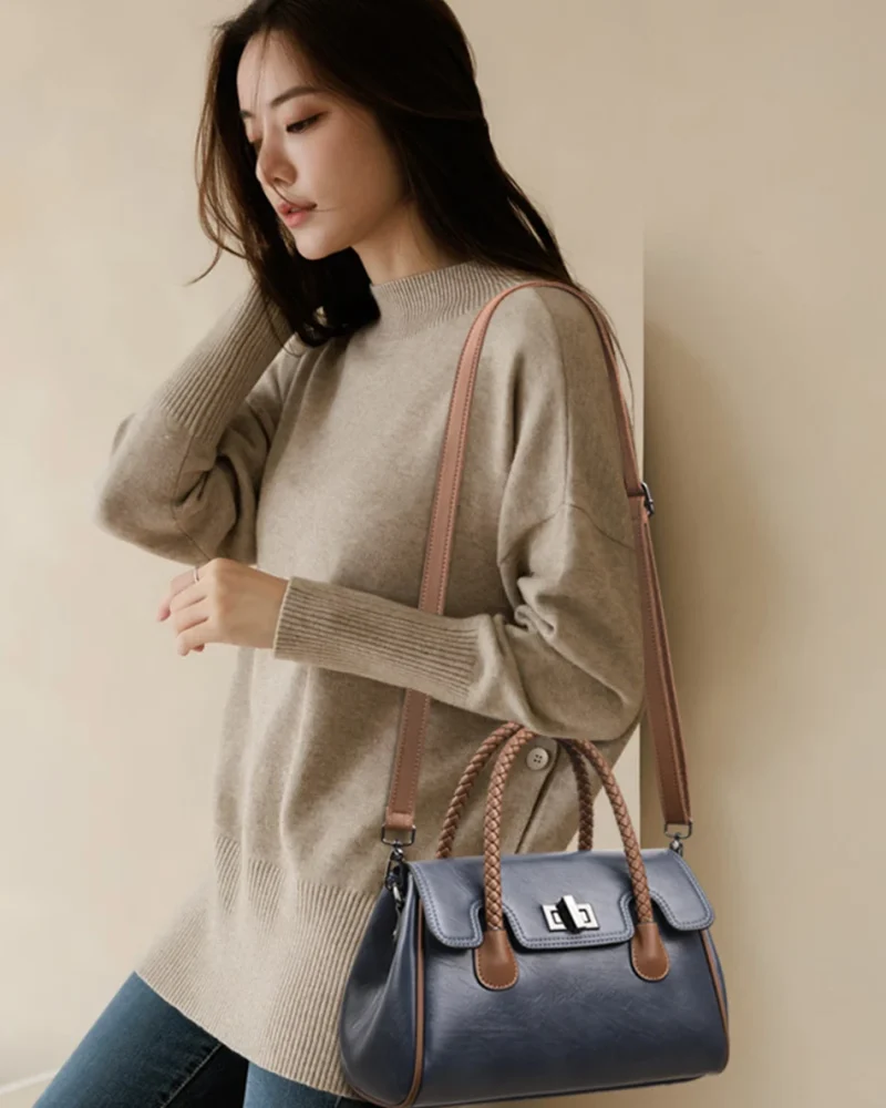 Luxury Soft Leather Boston Large Capacity Shoulder Bags