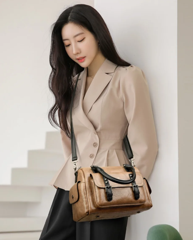 Luxury Solid Color High Quality Soft Leather Wallet Messenger Shoulder Bag