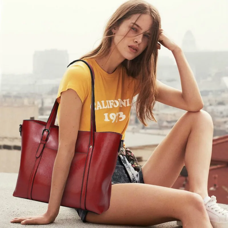 Oil Wax Leather Tote Vintage Satchels Designer Handbag19. Vintage Oil Wax Leather Tote Satchels Designer High Quality Handbag