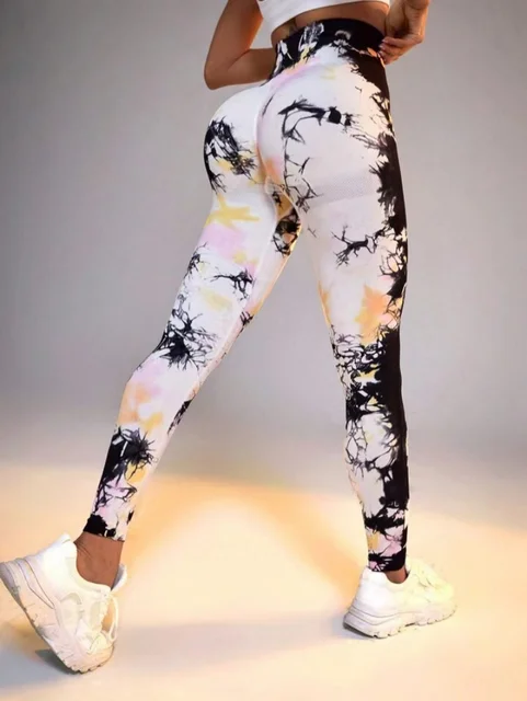 Print Tie Dye Seamless High Waist Push Up Sports Leggings