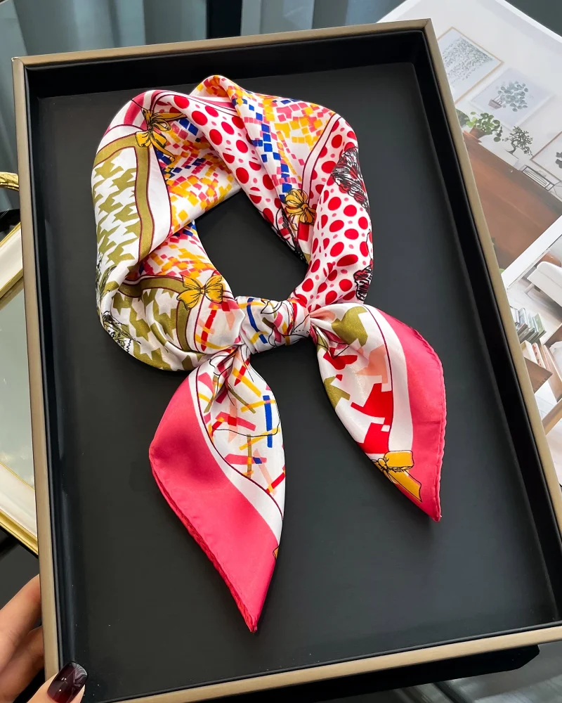 Ribbon Headband Fashion Warps Satin Shawl Neckerchief Square Scarf