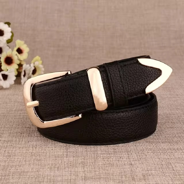 Solid Vintage Pin Buckle Fashion High Quality Leather Belt