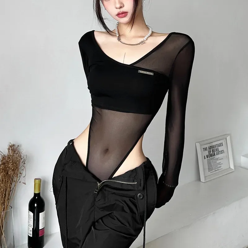 Club See Through Backless Sheer One-Pieces Lingerie Bodysuit
