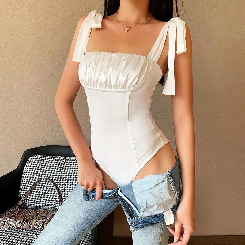 Casual Slim Fit Off Shoulder Halter Top Bodysuit