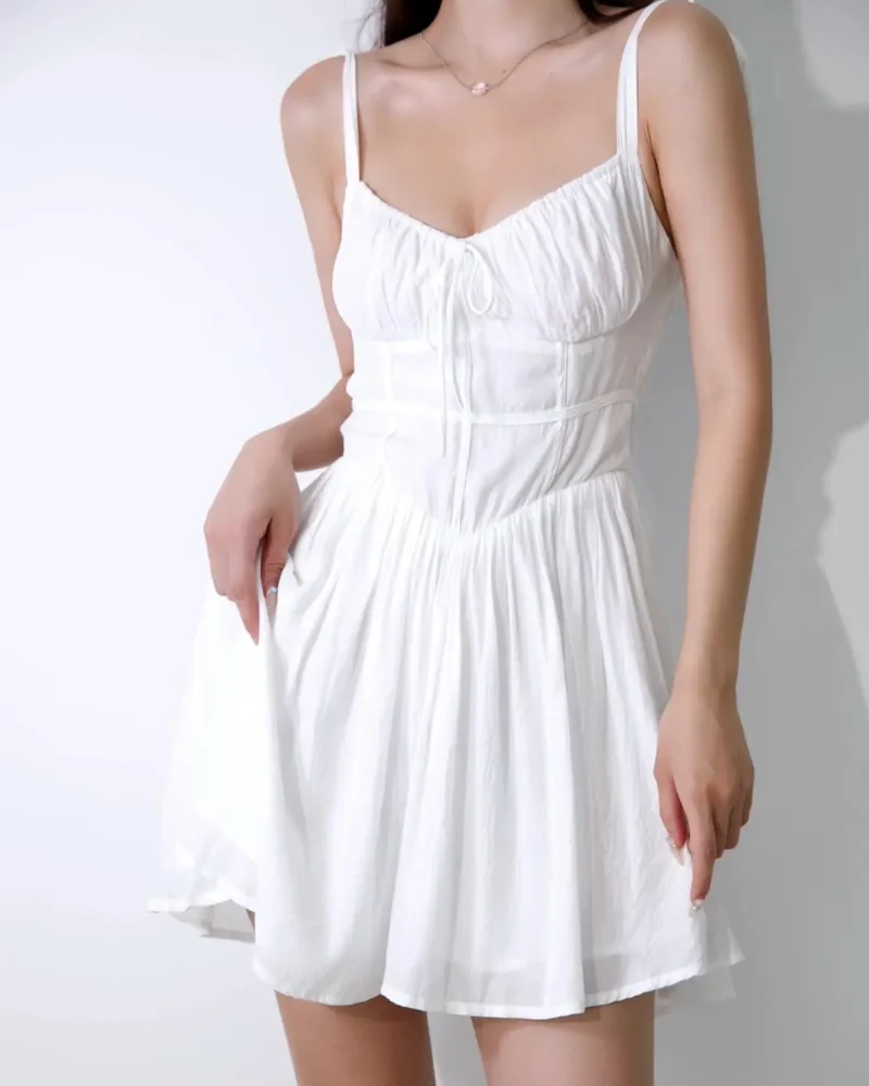Sling Corset Style Spaghetti Strap Lacing Up Party Skater Mini Dresses