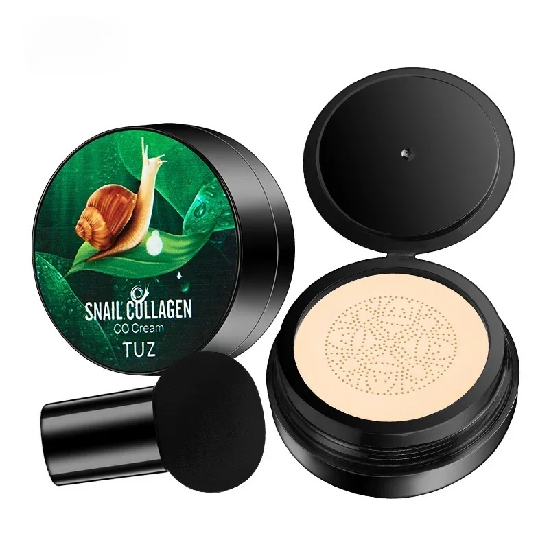 Snail Collagen BB Cream Mushroom Head Air Cushion Foundation Liquid Concealer Brightening Oil-control Makeup CC Cream