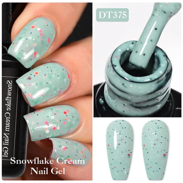 Snowflake Cream Gel Nail Polish Glitter Sequins Gel Semi Permanent Varnish Nails Art Design Soak Off UV LED