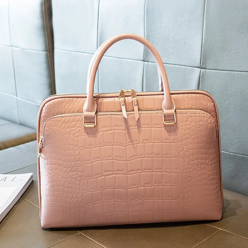 Soft Interior Slot Pocket Leather Briefcase Laptop Handbag