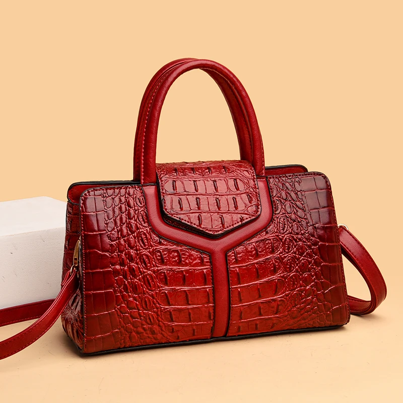 Soft Leather PU Crocodile Silt Pocket High Quality Handbags