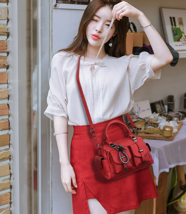 Casual Sequined Soft Leather Shopping Shoulder Cross body Bag