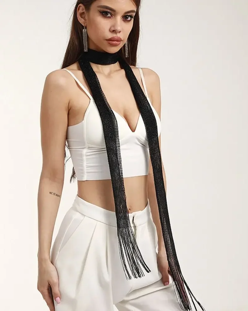 Tassel Lace Shiny Necklace Sunscreen Shawl Fashion Elegant Scarfs