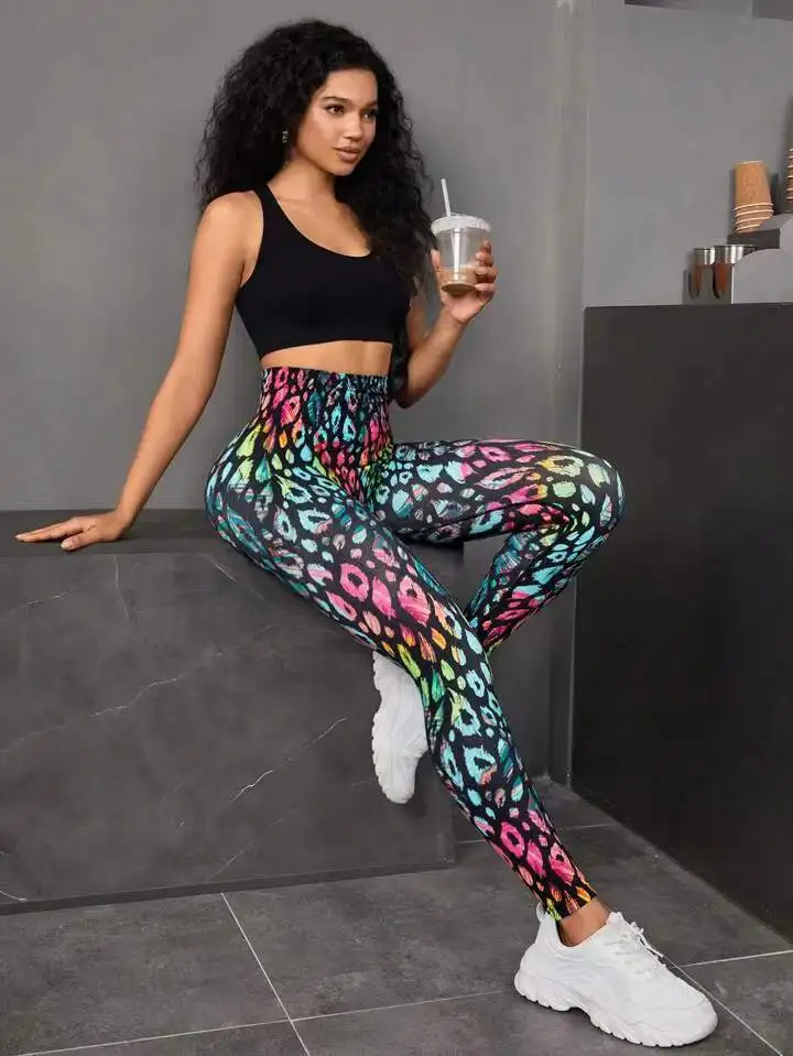 Tie Dye Seamless High Waist Fitness Push Up Gym Sports Workout Tights Leggings