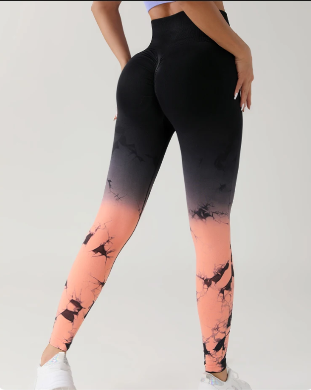 Tie Dye Seamless High Waist Push Up Tights Fitness Workout Gym Leggings