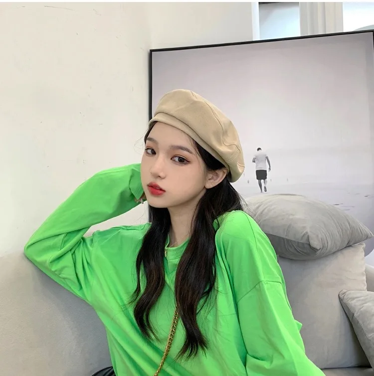 Vintage French Plaid Top Military Painter Octagonal Cotton Berets Hats