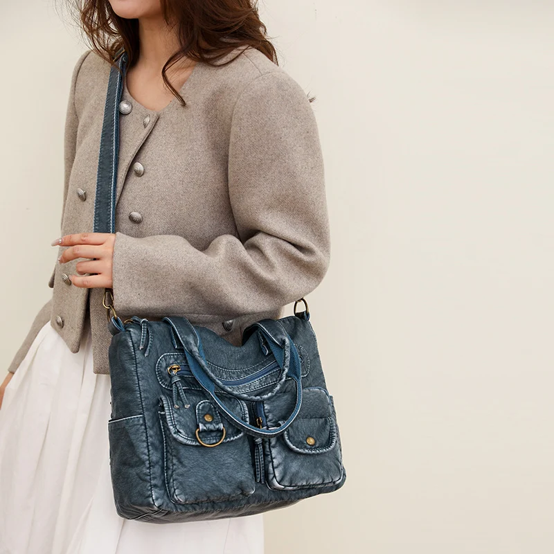 Vintage Pu Leather Luxury Multi-pocket Cross body Shoulder Bags