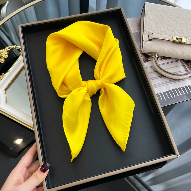 Satin Square Shawls Headband Hair Elegant Neckerchief Scarves