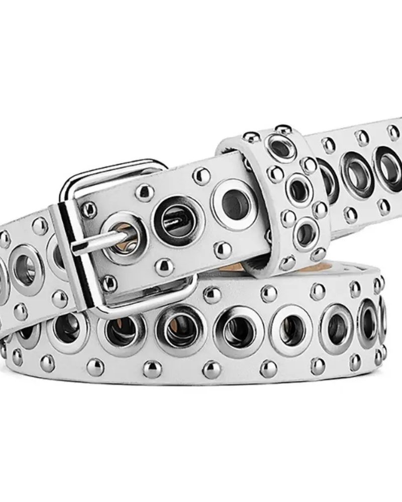 Fashionable Needle Buckle Punk Hip-Hop Style Rivet Thin Belt
