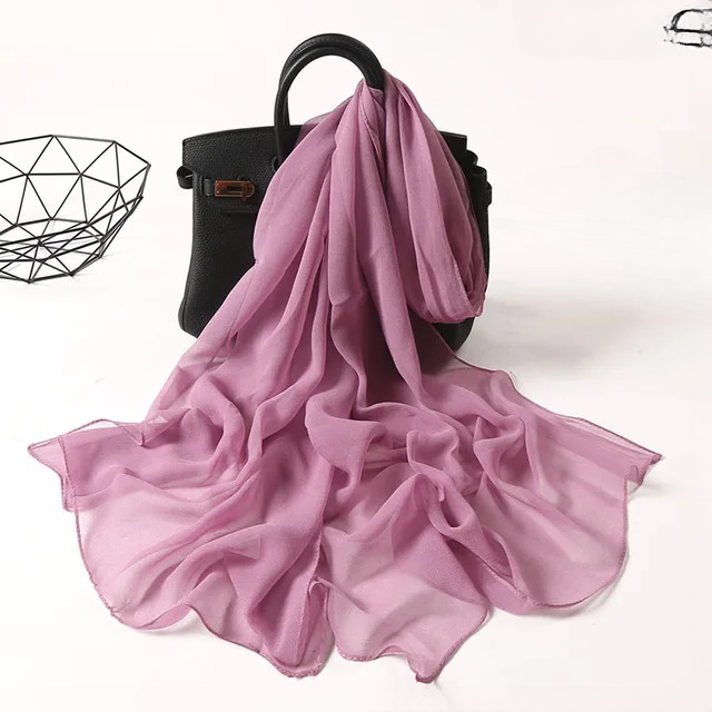 Foulard Solid Chiffon Gradient Georgette Elegant Sun Protection Scarves