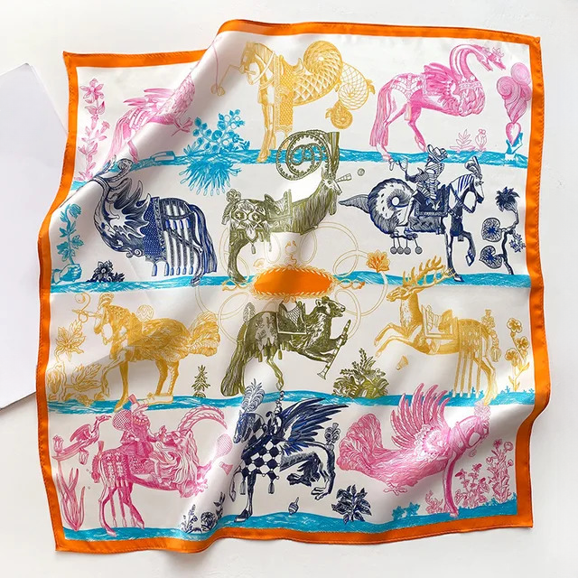 Fourlard Shawl Neckerchief Office Lady Elegant Natural Scarves