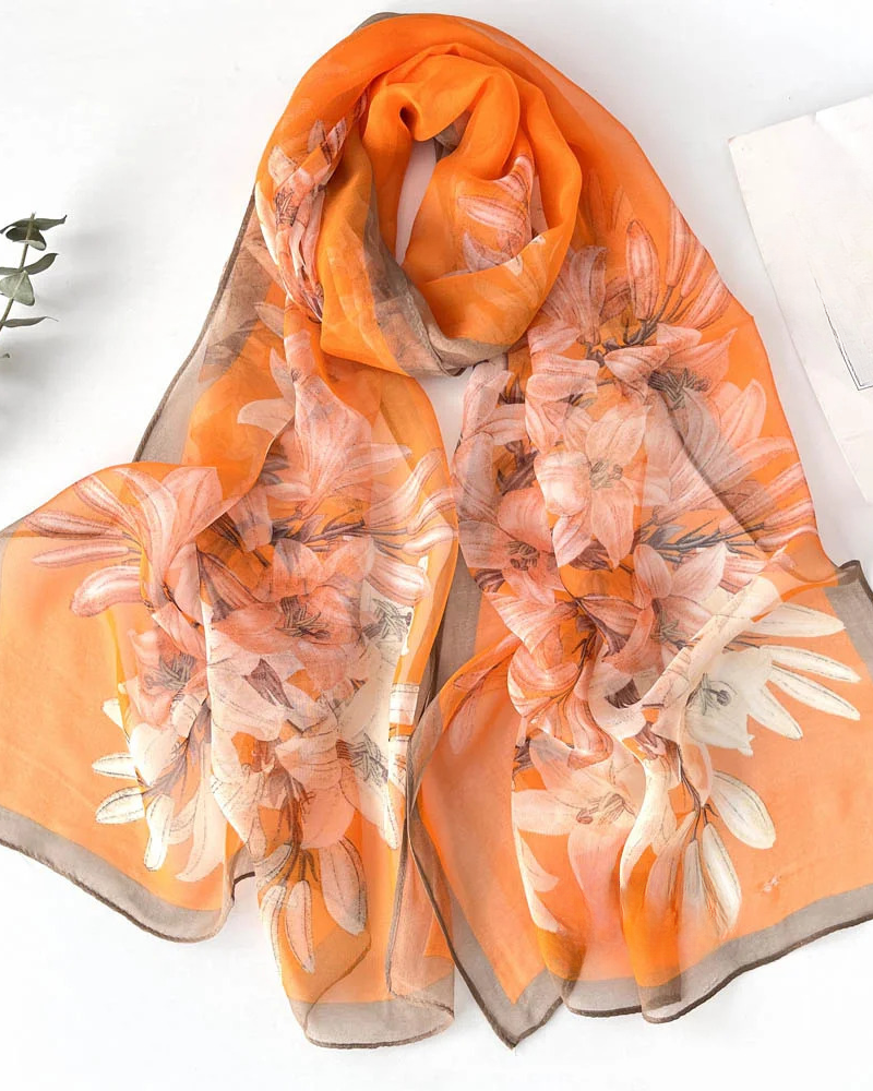 Gradient Print Chiffon Georgette Thin Shawl Elegant Beach Scarfs