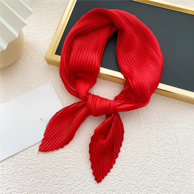 Shawl Square Pleated Warps Neckerchief Crinkled Hair Scarves