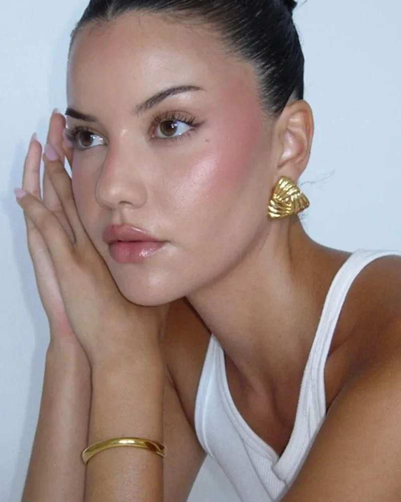 Classic Stainless Steel Metal Triangle Geometric Waterproof Daily Stud Earrings