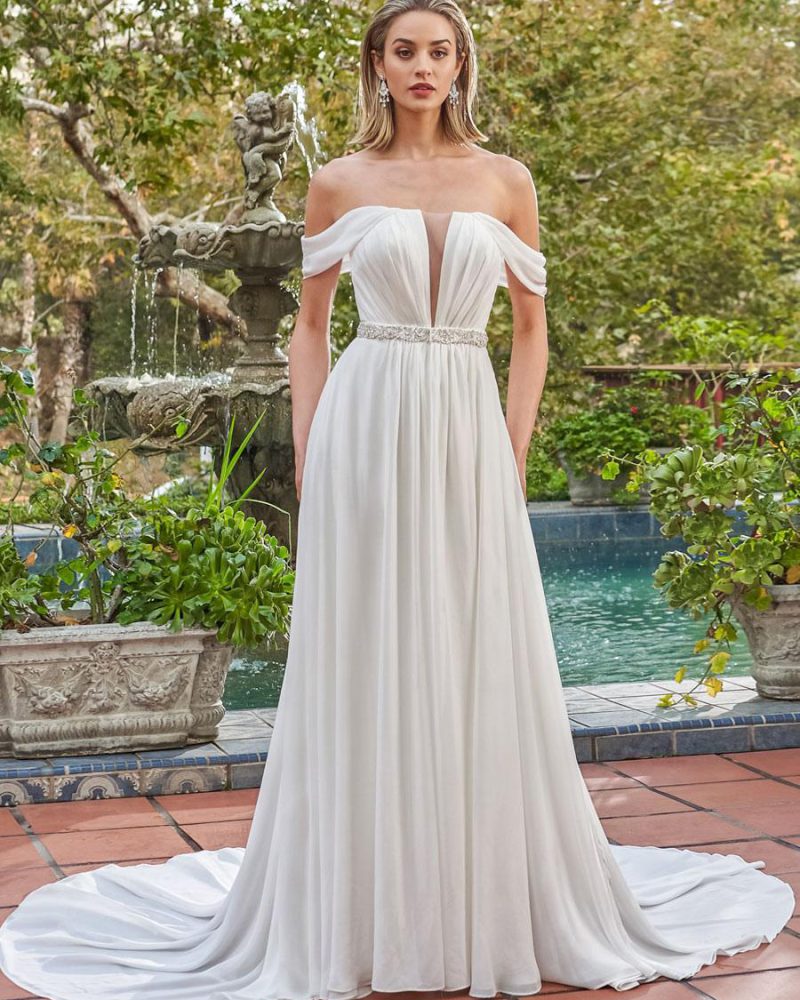 Elegant Sash With Train Mermaid V-Neck Bridal Jumpsuit