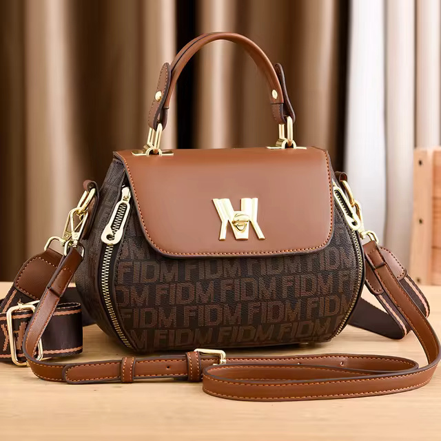 Vintage-Inspired Style Faux Leather withSecure Turn-lock Leather Bag