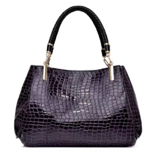 Casual Crocodile Pattern Woven PU Leather Handbag