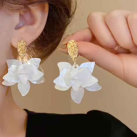 Trendy Resin Flower Hoop Earrings Jewelry