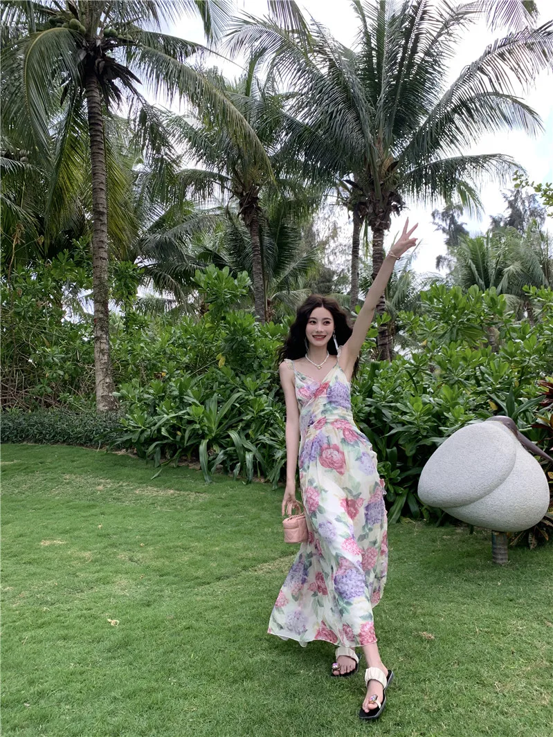 V Neck Ruffles And Chiffon Rode Floral Vestdios Elegant Maxi Dresses1 V Neck Ruffles And Chiffon Rode Floral Vestdios Elegant Maxi Dresses