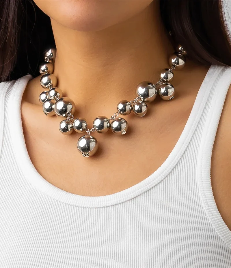Vintage Chunky Exaggerated Acrylic Big Ball Bead Chain Necklace004 Vintage Chunky Exaggerated Acrylic Big Ball Bead Chain Necklace