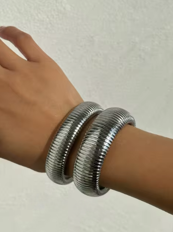Vintage Elastic Gypsy Plated Titanium Steel Bracelet Jewelry
