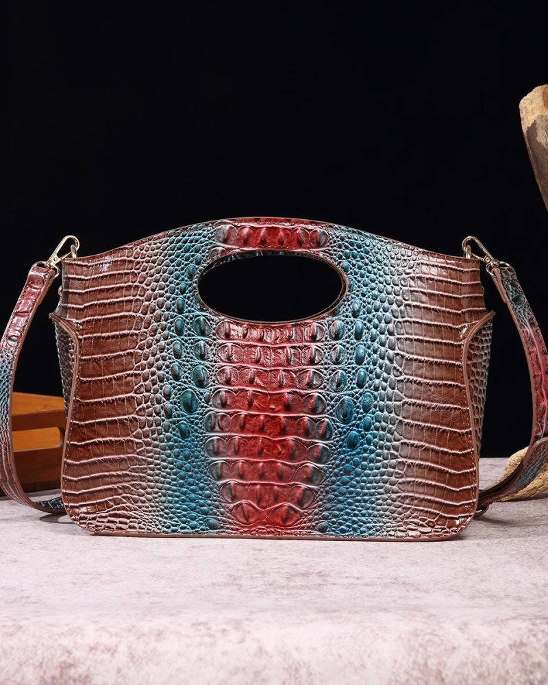 Crocodile Pattern Vintage and Luxury Handbag & Clutch Bag