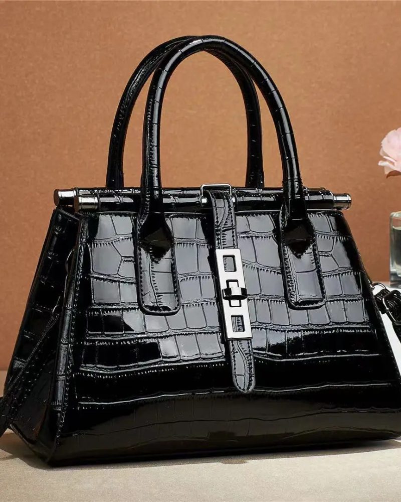 Crocodile Pattern Fashion Bright Leather Designer Tote Bag