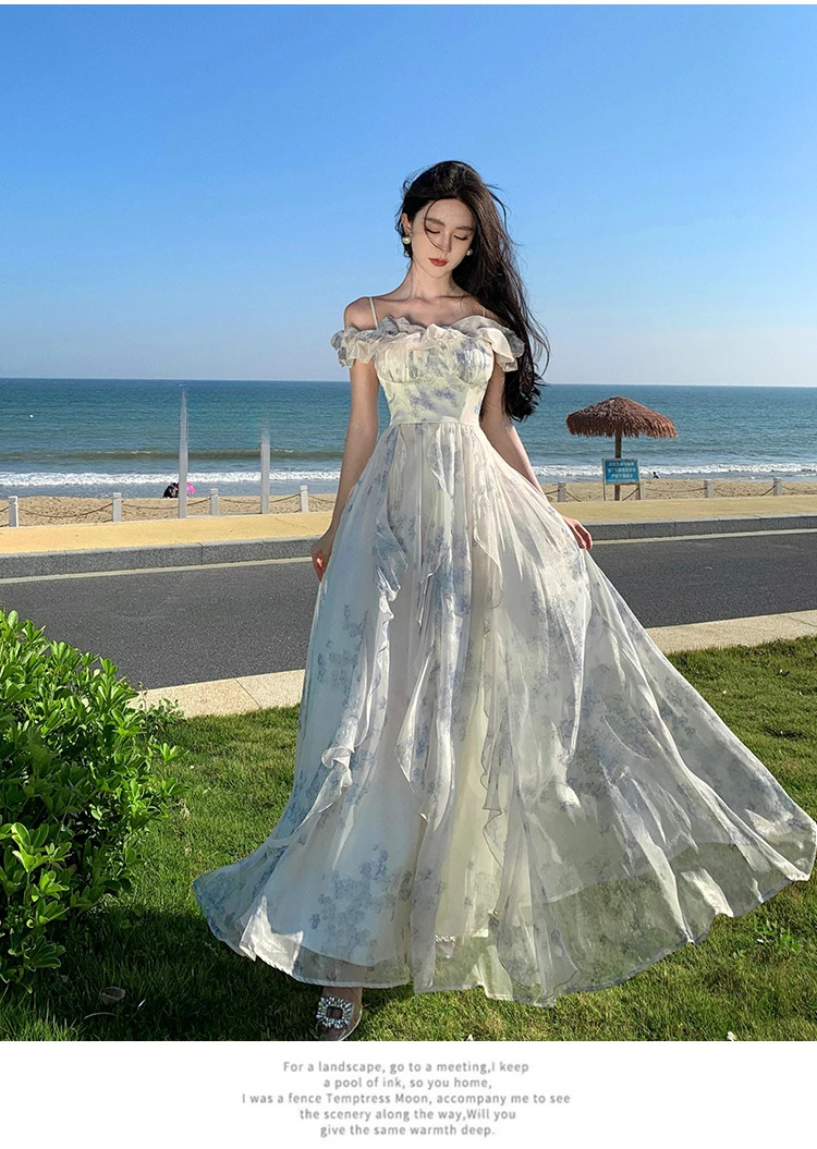 Ruffles Slip Rode Off Shoulder Vestidos Vintage And Elegant Maxi Dresses - Image 4