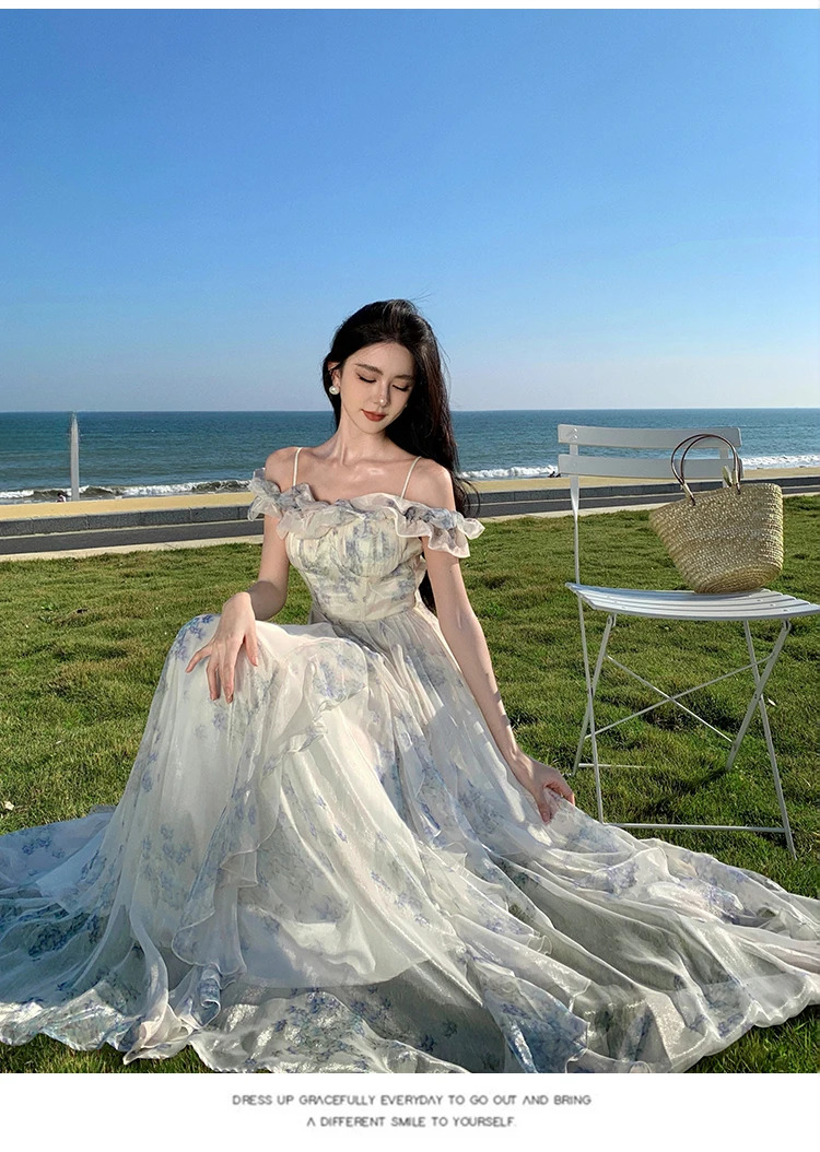 Ruffles Slip Rode Off Shoulder Vestidos Vintage And Elegant Maxi Dresses - Image 3