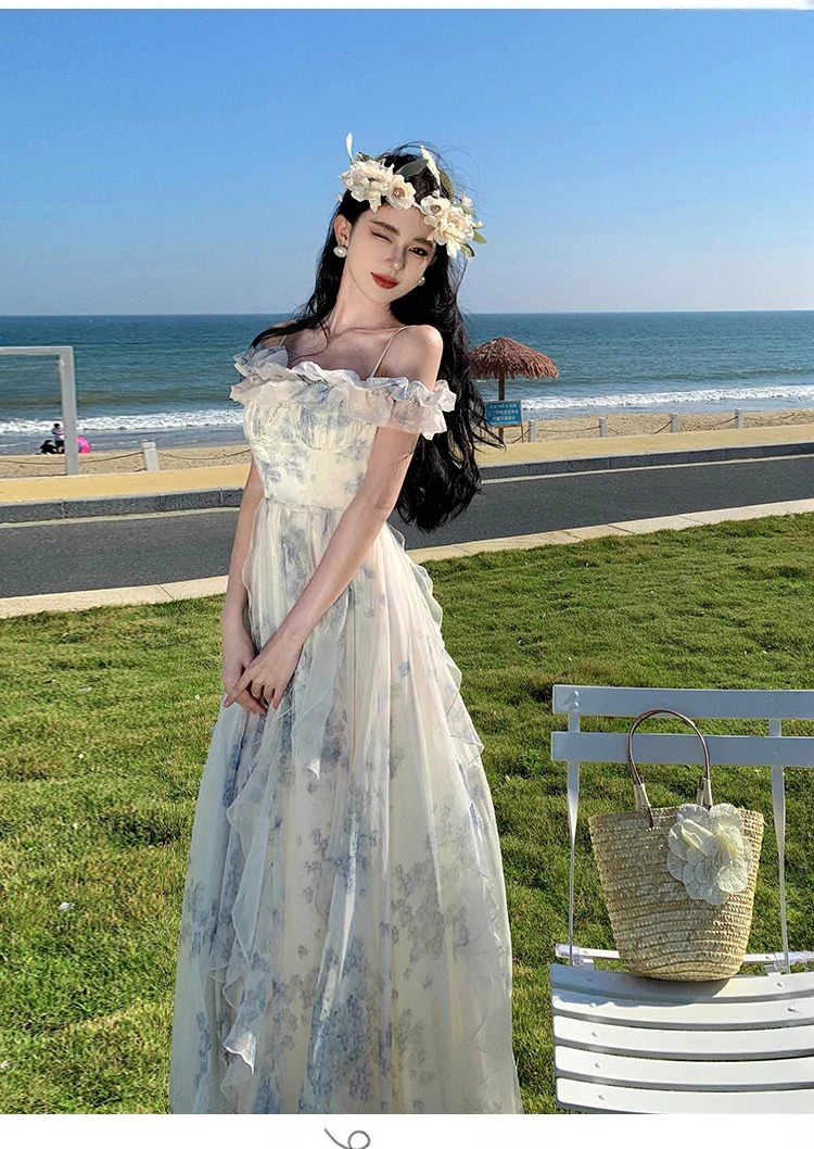 Ruffles Slip Rode Off Shoulder Vestidos Vintage And Elegant Maxi Dresses